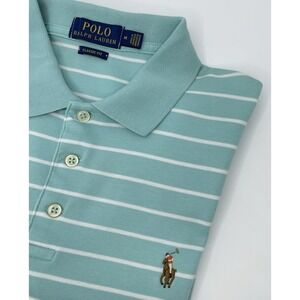 Polo Ralph Lauren Men's M Pastel Green/White Stripe Polo Classic Fit Cotton